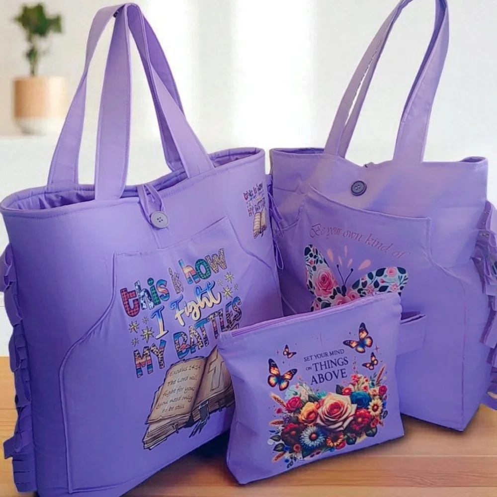 Vibrant Purple Floral Tote Bag Collection
